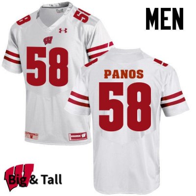Men's Wisconsin Badgers NCAA #58 George Panos White Authentic Under Armour Big & Tall Stitched College Football Jersey QY31I12XE